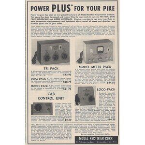 Model Rectifier Corp Vintage Print Ad 1954 Original Brooklyn NY Power Packs u